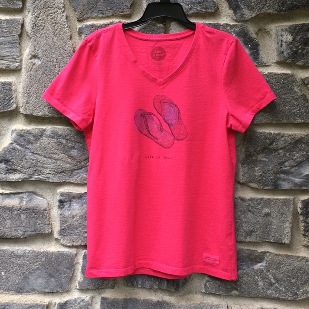 Life is good Hot Pink Sandals Print Tee